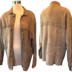 EUC Vintage 70’s Light Weight Suede Shirt Jacket X Stitch Mens Medium Women’s XL